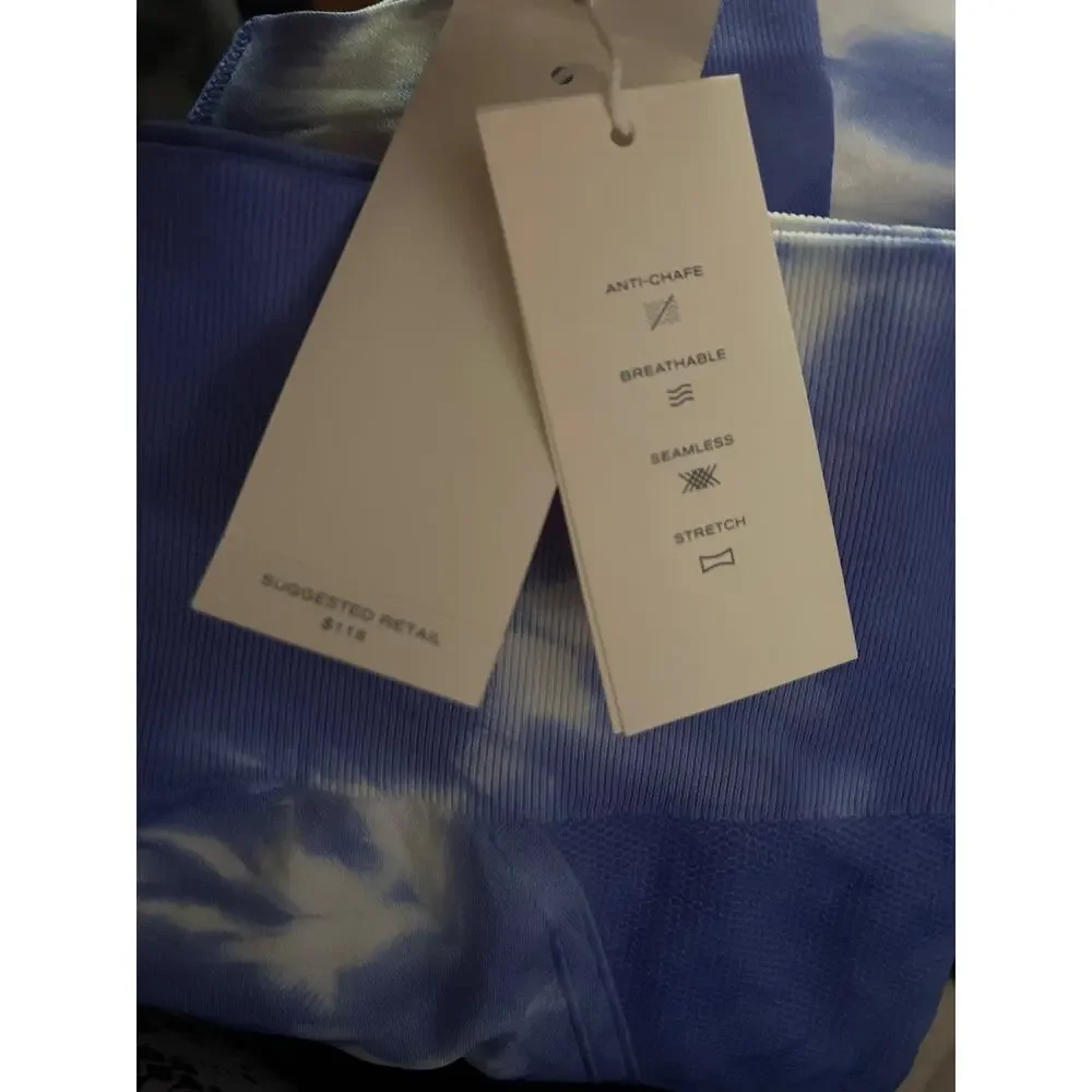Tory Burch Sport Womens Leggings Size Medium Blue Pastel Tie Dye Yoga